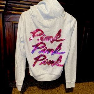 PINK RARE Bling zip up hoodie